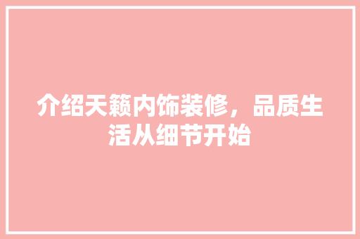 介绍天籁内饰装修，品质生活从细节开始