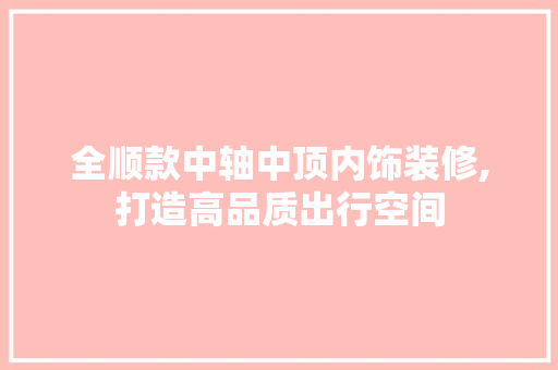 全顺款中轴中顶内饰装修,打造高品质出行空间