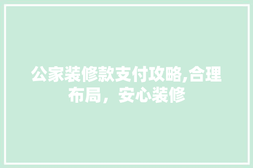 公家装修款支付攻略,合理布局，安心装修