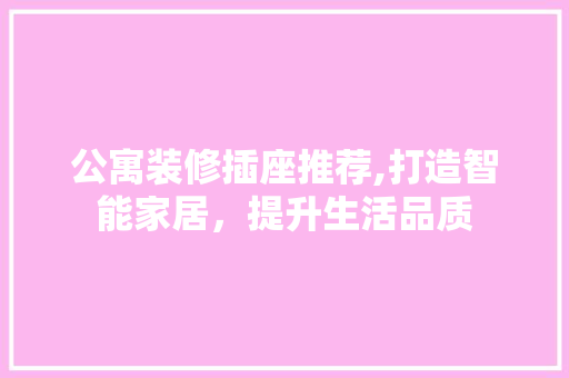 公寓装修插座推荐,打造智能家居，提升生活品质