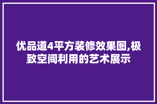 优品道4平方装修效果图,极致空间利用的艺术展示 优品道4平方装修效果图,极致空间利用的艺术展示 MI家装修经验
