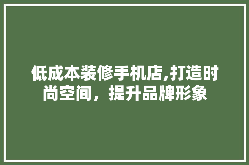 低成本装修手机店,打造时尚空间，提升品牌形象