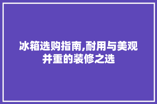 冰箱选购指南,耐用与美观并重的装修之选