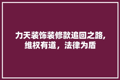 力天装饰装修款追回之路,维权有道，法律为盾