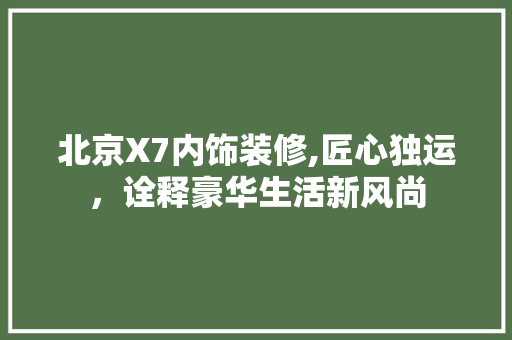 北京X7内饰装修,匠心独运，诠释豪华生活新风尚