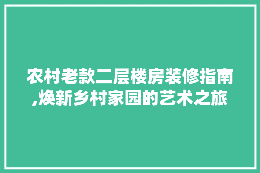 农村老款二层楼房装修指南,焕新乡村家园的艺术之旅