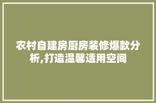 农村自建房厨房装修爆款分析,打造温馨适用空间 农村自建房厨房装修爆款分析,打造温馨适用空间 MI家设计百科