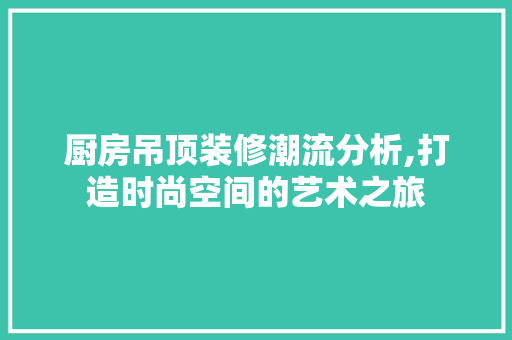 厨房吊顶装修潮流分析,打造时尚空间的艺术之旅