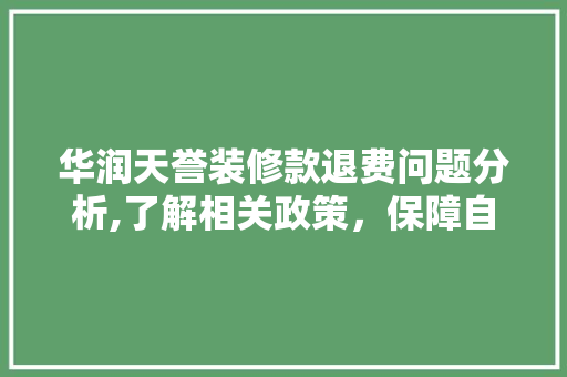 华润天誉装修款退费问题分析,了解相关政策，保障自身权益
