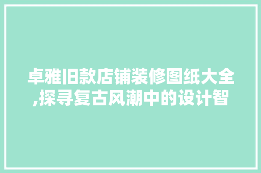 卓雅旧款店铺装修图纸大全,探寻复古风潮中的设计智慧