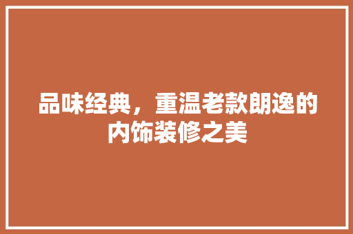 品味经典，重温老款朗逸的内饰装修之美