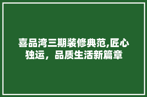 喜品湾三期装修典范,匠心独运，品质生活新篇章(喜品私房面(开发区店)怎么样)