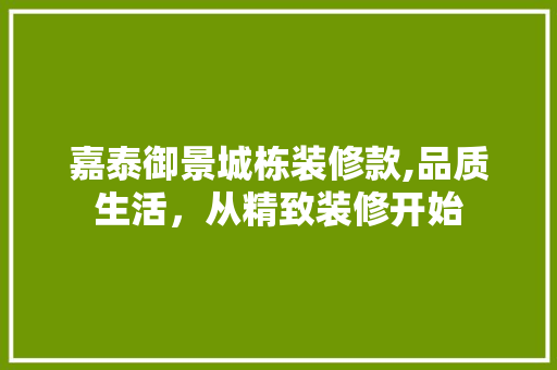 嘉泰御景城栋装修款,品质生活，从精致装修开始