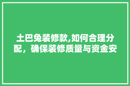 土巴兔装修款,如何合理分配，确保装修质量与资金安全