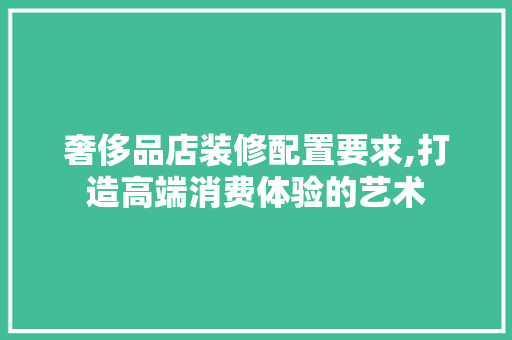 奢侈品店装修配置要求,打造高端消费体验的艺术