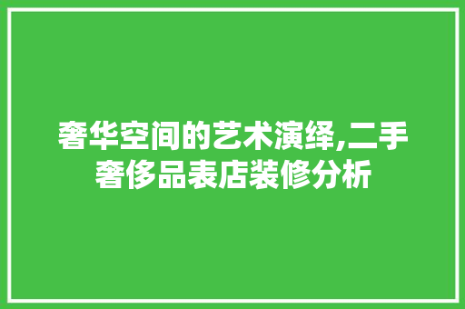 奢华空间的艺术演绎,二手奢侈品表店装修分析