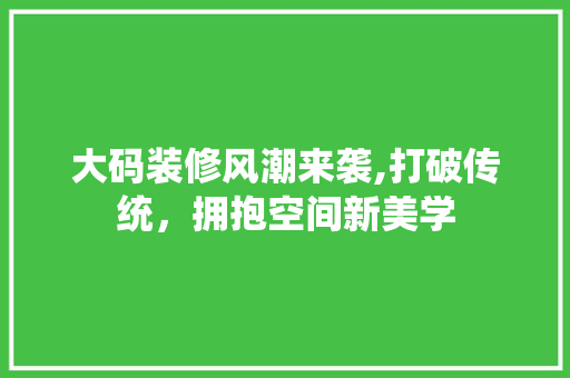 大码装修风潮来袭,打破传统，拥抱空间新美学