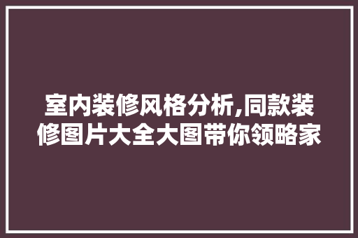 室内装修风格分析,同款装修图片大全大图带你领略家居美学
