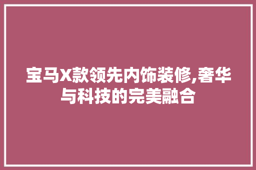 宝马X款领先内饰装修,奢华与科技的完美融合