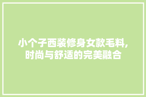 小个子西装修身女款毛料,时尚与舒适的完美融合
