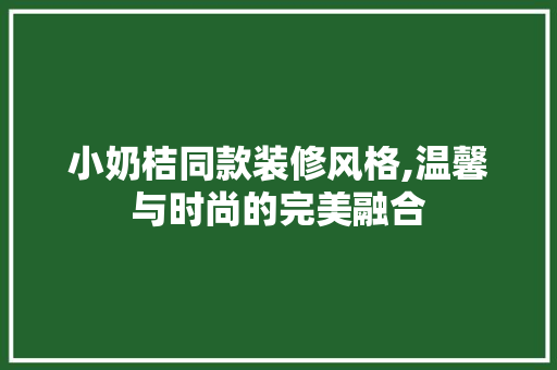 小奶桔同款装修风格,温馨与时尚的完美融合 小奶桔同款装修风格,温馨与时尚的完美融合 MI家设计指南
