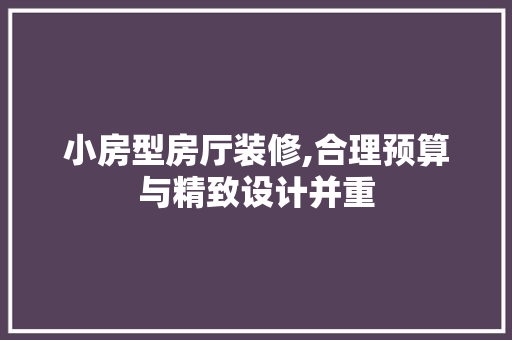 小房型房厅装修,合理预算与精致设计并重