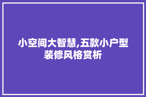 小空间大智慧,五款小户型装修风格赏析(小户型装修风格排行榜)
