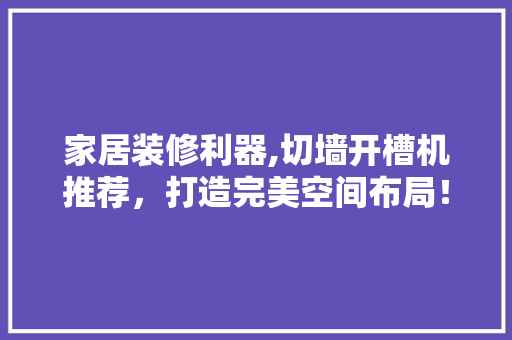 家居装修利器,切墙开槽机推荐，打造完美空间布局！ 家居装修利器,切墙开槽机推荐，打造完美空间布局！ MI家设计指南