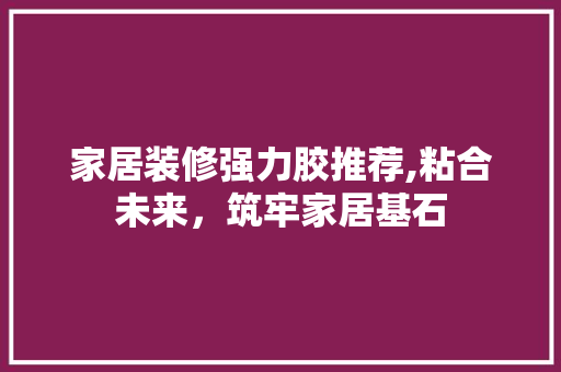 家居装修强力胶推荐,粘合未来，筑牢家居基石 家居装修强力胶推荐,粘合未来，筑牢家居基石 MI家装修攻略