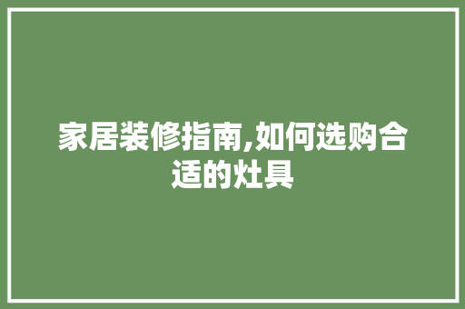 家居装修指南,如何选购合适的灶具 家居装修指南,如何选购合适的灶具 MI家装修经验