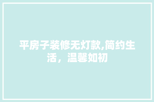平房子装修无灯款,简约生活，温馨如初