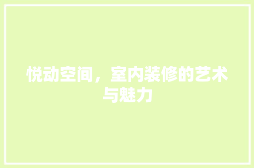悦动空间，室内装修的艺术与魅力