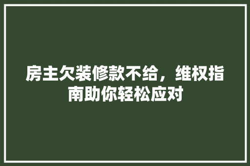 房主欠装修款不给，维权指南助你轻松应对