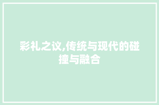 彩礼之议,传统与现代的碰撞与融合