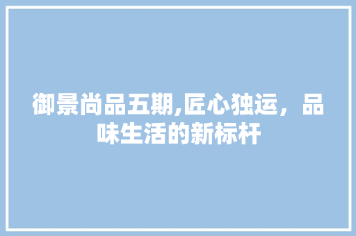 御景尚品五期,匠心独运，品味生活的新标杆