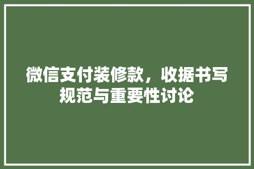 微信支付装修款，收据书写规范与重要性讨论