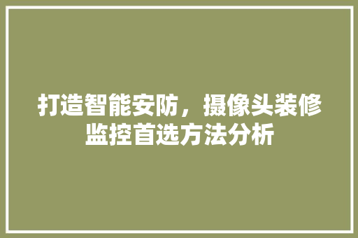 打造智能安防，摄像头装修监控首选方法分析