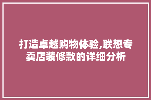 打造卓越购物体验,联想专卖店装修款的详细分析