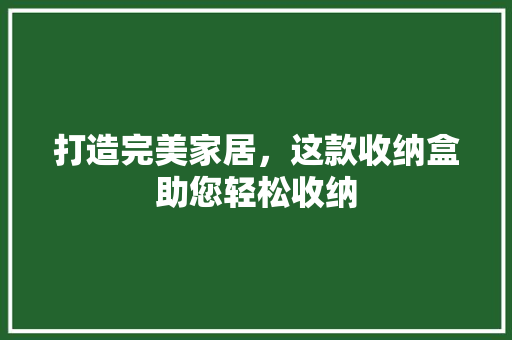 打造完美家居，这款收纳盒助您轻松收纳 打造完美家居，这款收纳盒助您轻松收纳 MI家设计指南