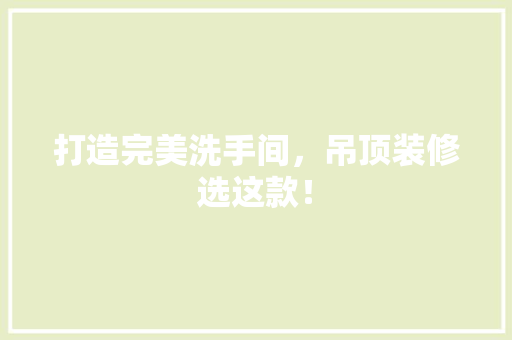 打造完美洗手间，吊顶装修选这款！