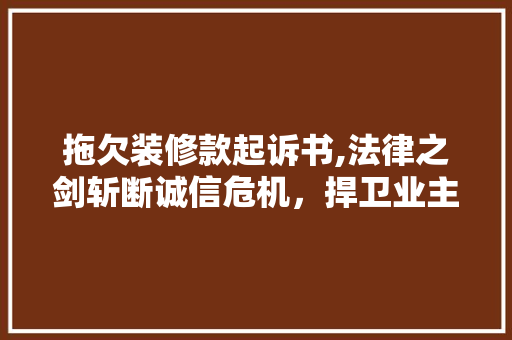 拖欠装修款起诉书,法律之剑斩断诚信危机，捍卫业主合法权益(拖欠装修款起诉时效)