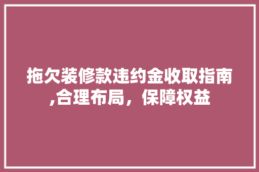 拖欠装修款违约金收取指南,合理布局，保障权益