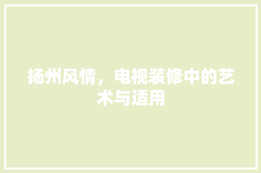扬州风情，电视装修中的艺术与适用