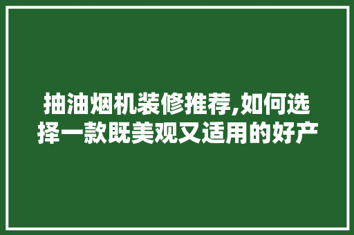 抽油烟机装修推荐,如何选择一款既美观又适用的好产品 抽油烟机装修推荐,如何选择一款既美观又适用的好产品 MI家设计指南