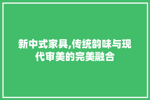 新中式家具,传统韵味与现代审美的完美融合