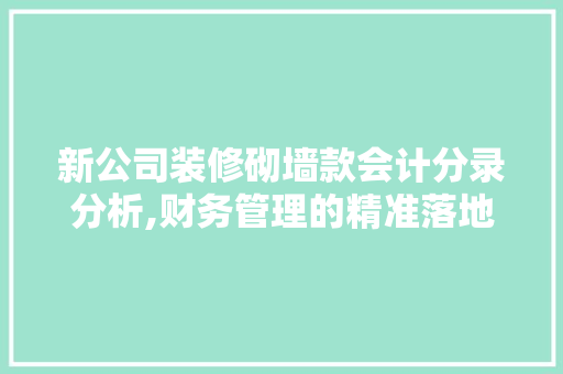 新公司装修砌墙款会计分录分析,财务管理的精准落地