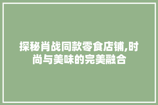 探秘肖战同款零食店铺,时尚与美味的完美融合