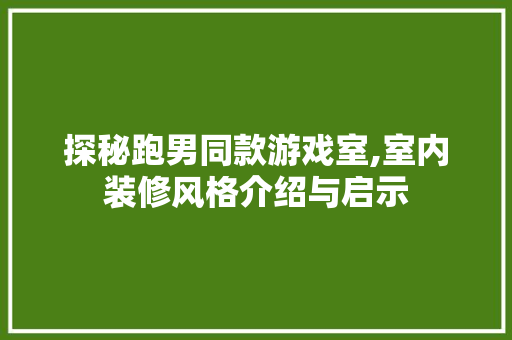 探秘跑男同款游戏室,室内装修风格介绍与启示
