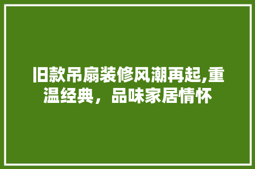 旧款吊扇装修风潮再起,重温经典,品味家居情怀 MI家装修攻略 旧款吊扇装修风潮再起,重温经典,品味家居情怀 旧款吊扇装修风潮再起,重温经典,品味家居情怀 MI家装修攻略