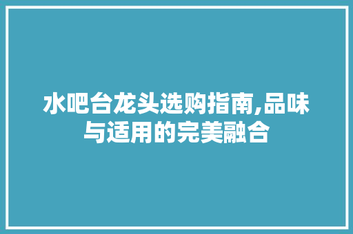 水吧台龙头选购指南,品味与适用的完美融合 水吧台龙头选购指南,品味与适用的完美融合 MI家装修攻略